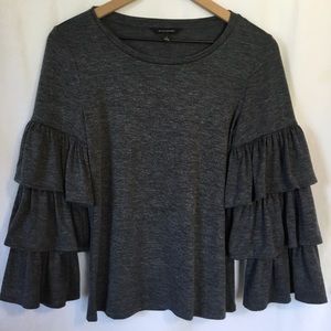 Banana Republic 3 tiered charcoal bell sleeve top